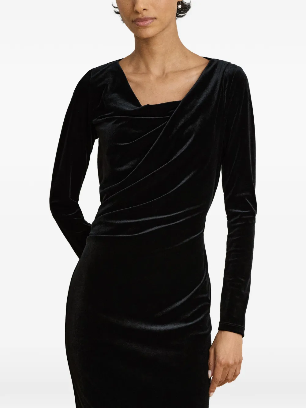 Lauren Ralph Lauren Fluwelen midi-jurk Zwart