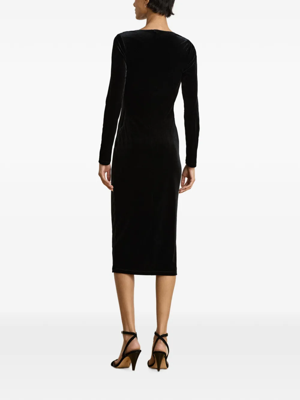 Lauren Ralph Lauren Fluwelen midi-jurk Zwart