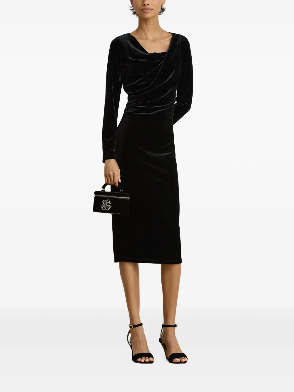 Lauren Ralph Lauren Fluwelen midi-jurk Zwart