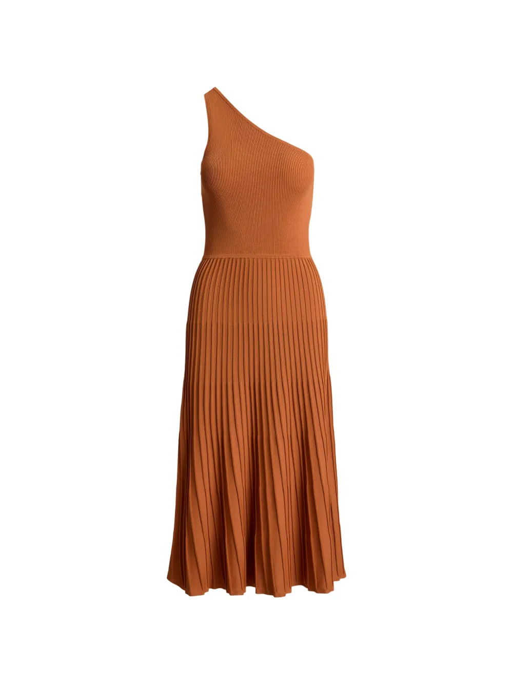 Lauren Ralph Lauren Abito midi monospalla a coste - Marrone