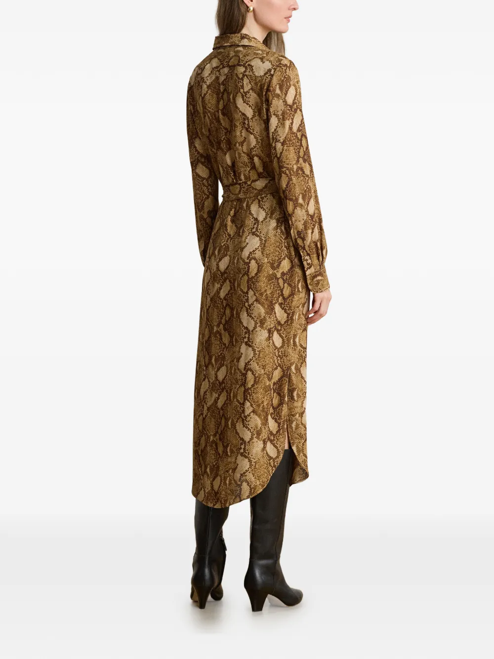Lauren Ralph Lauren Blousejurk met pythonprint en ceintuur Bruin