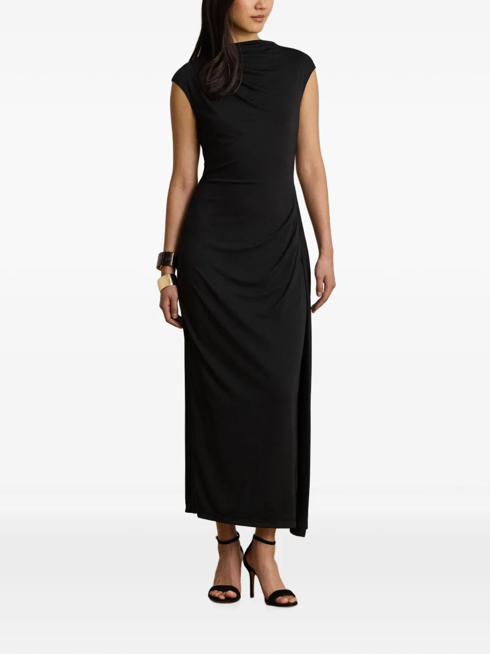 Lauren Ralph Lauren Geplooide maxi-jurk met boothals Zwart
