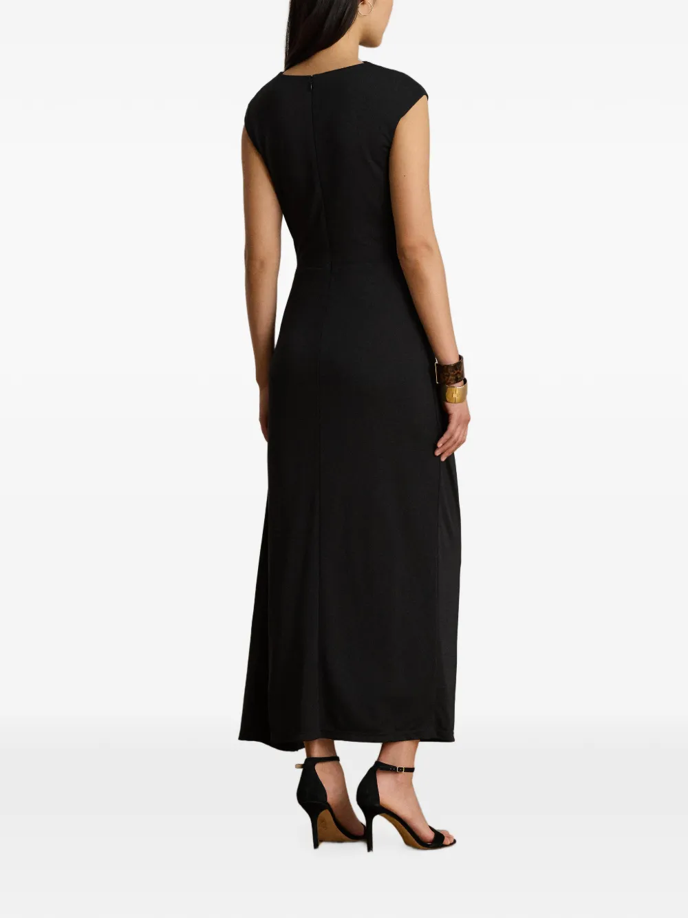 Lauren Ralph Lauren Geplooide maxi-jurk met boothals Zwart