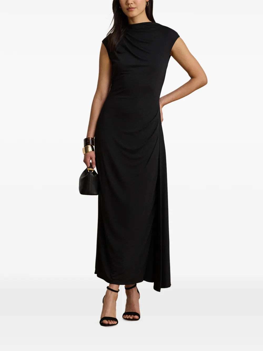 Lauren Ralph Lauren Geplooide maxi-jurk met boothals Zwart