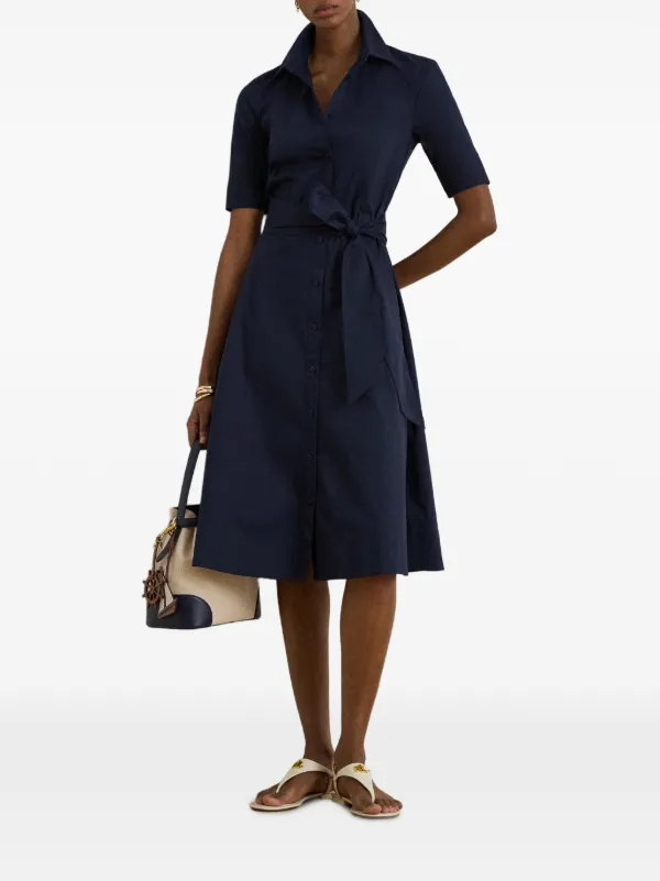 ralph lauren cotton blend shirt dress Ralph Lauren Belted Cotton-Blend Shirtdress