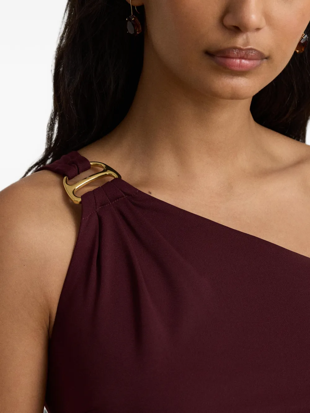 Lauren Ralph Lauren Elsie asymmetrische maxi-jurk met hardwaredetail Rood