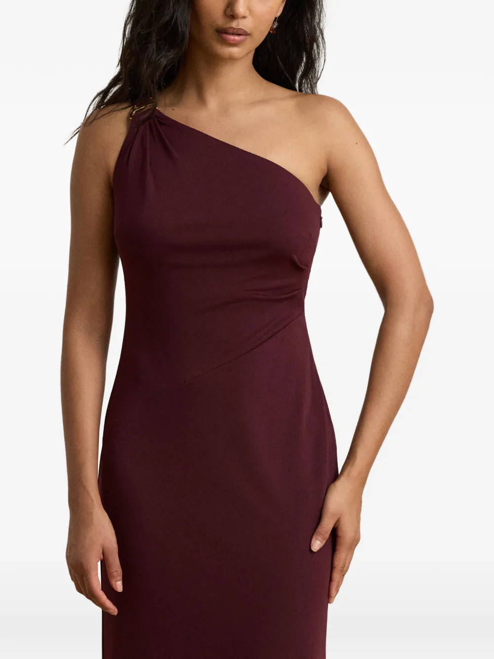 Lauren Ralph Lauren Elsie asymmetrische maxi-jurk met hardwaredetail Rood