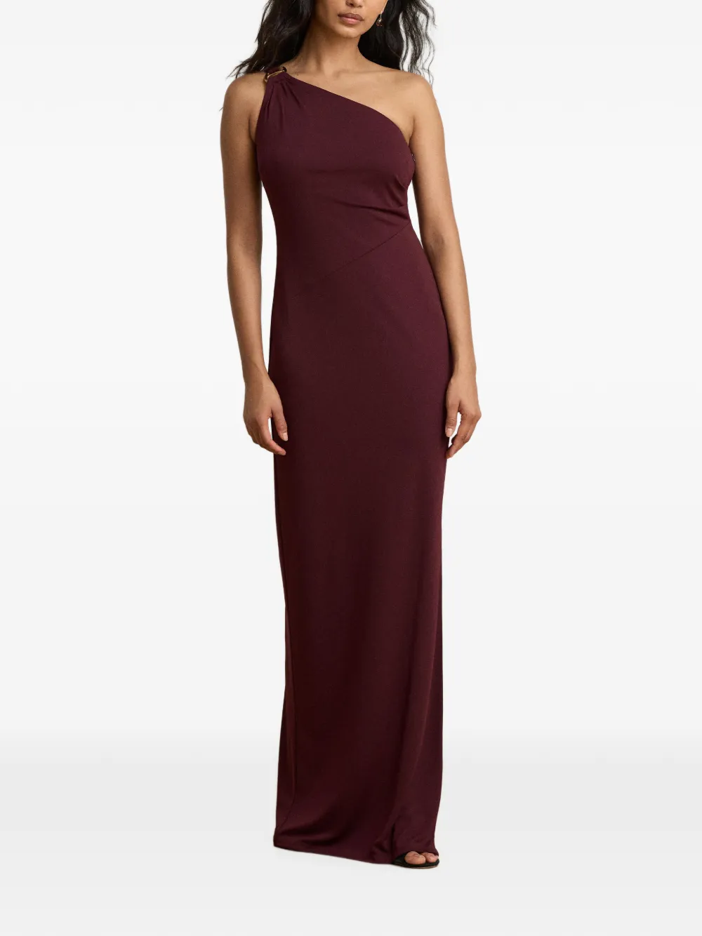 Lauren Ralph Lauren Elsie asymmetrische maxi-jurk met hardwaredetail Rood