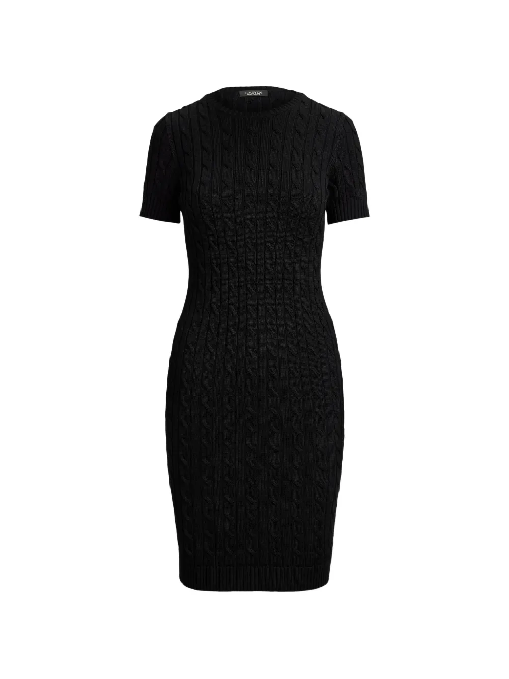 Lauren Ralph Lauren cable-knit short-sleeve sweater mini dress - Nero