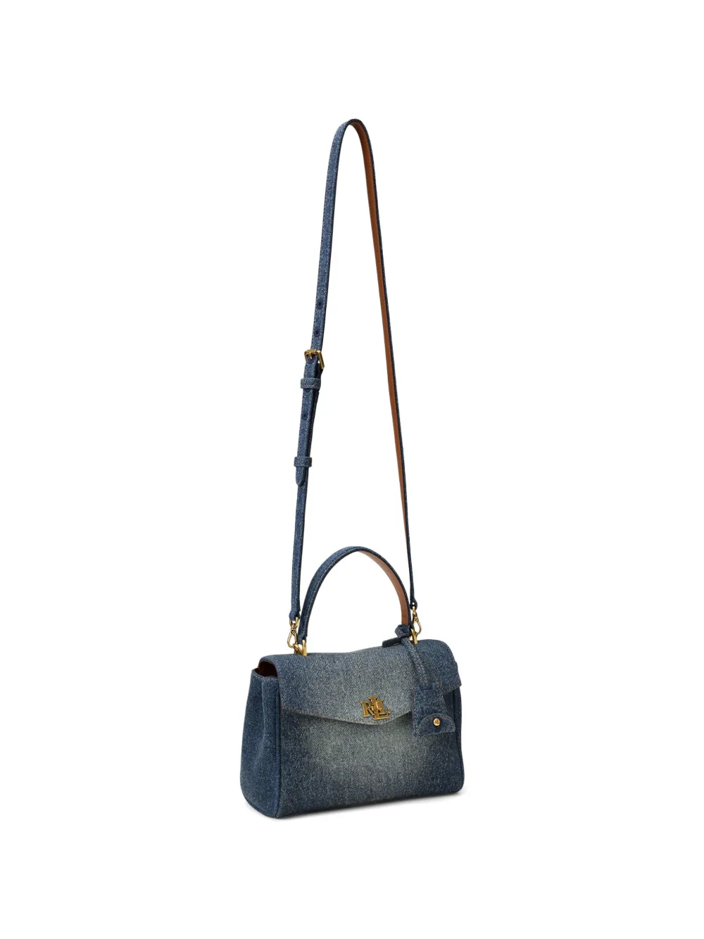 Lauren Ralph Lauren Kleine Farrah denim shopper met leren afwerking Blauw