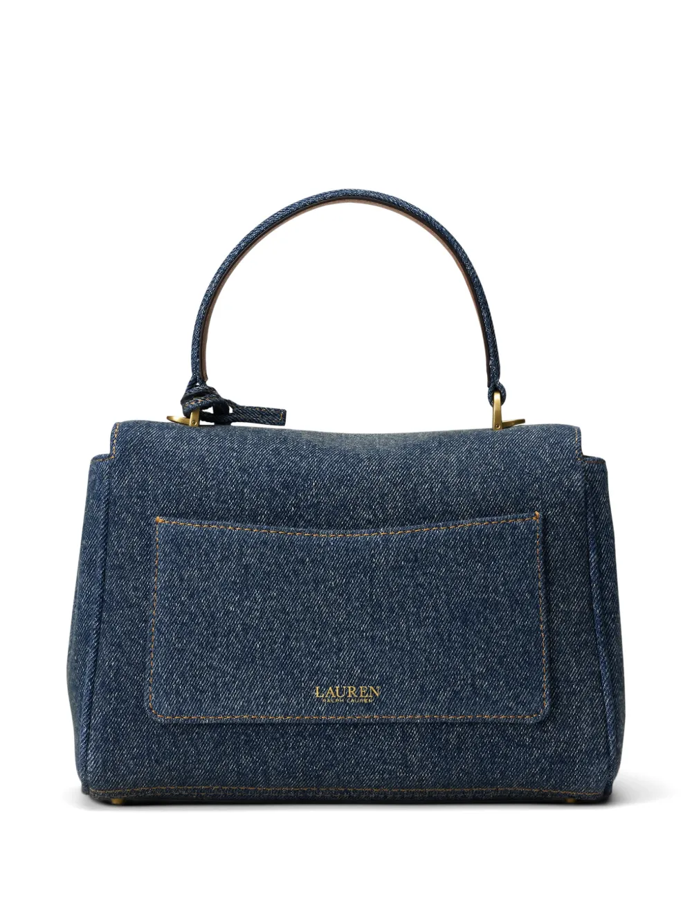Lauren Ralph Lauren Kleine Farrah denim shopper met leren afwerking Blauw