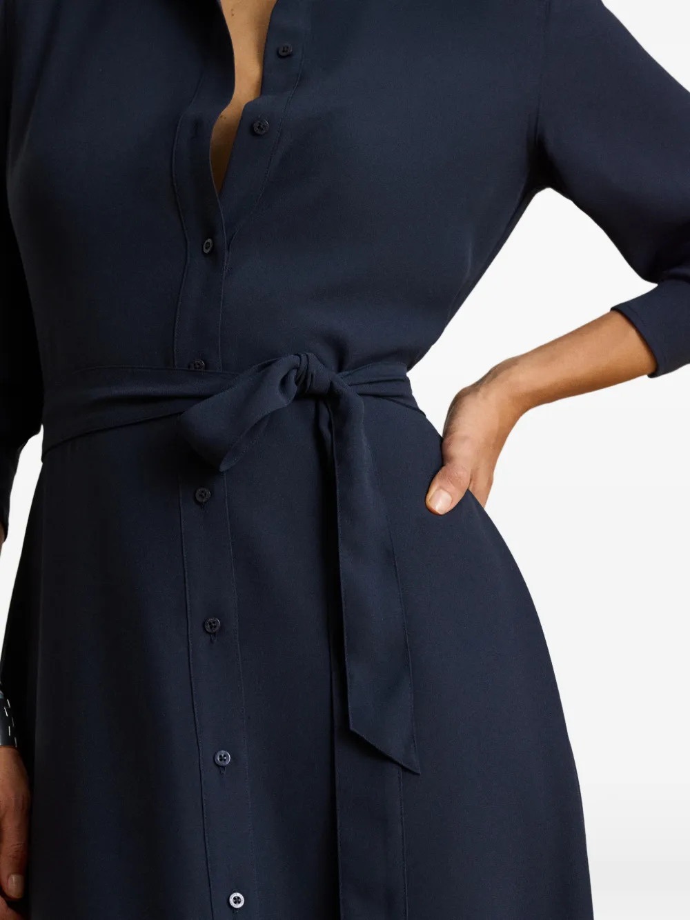 Lauren Ralph Lauren Georgette midi-jurk met ceintuur Blauw