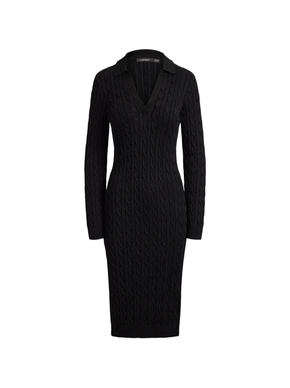 Lauren Ralph Lauren cable-knit long-sleeve midi dress - Nero