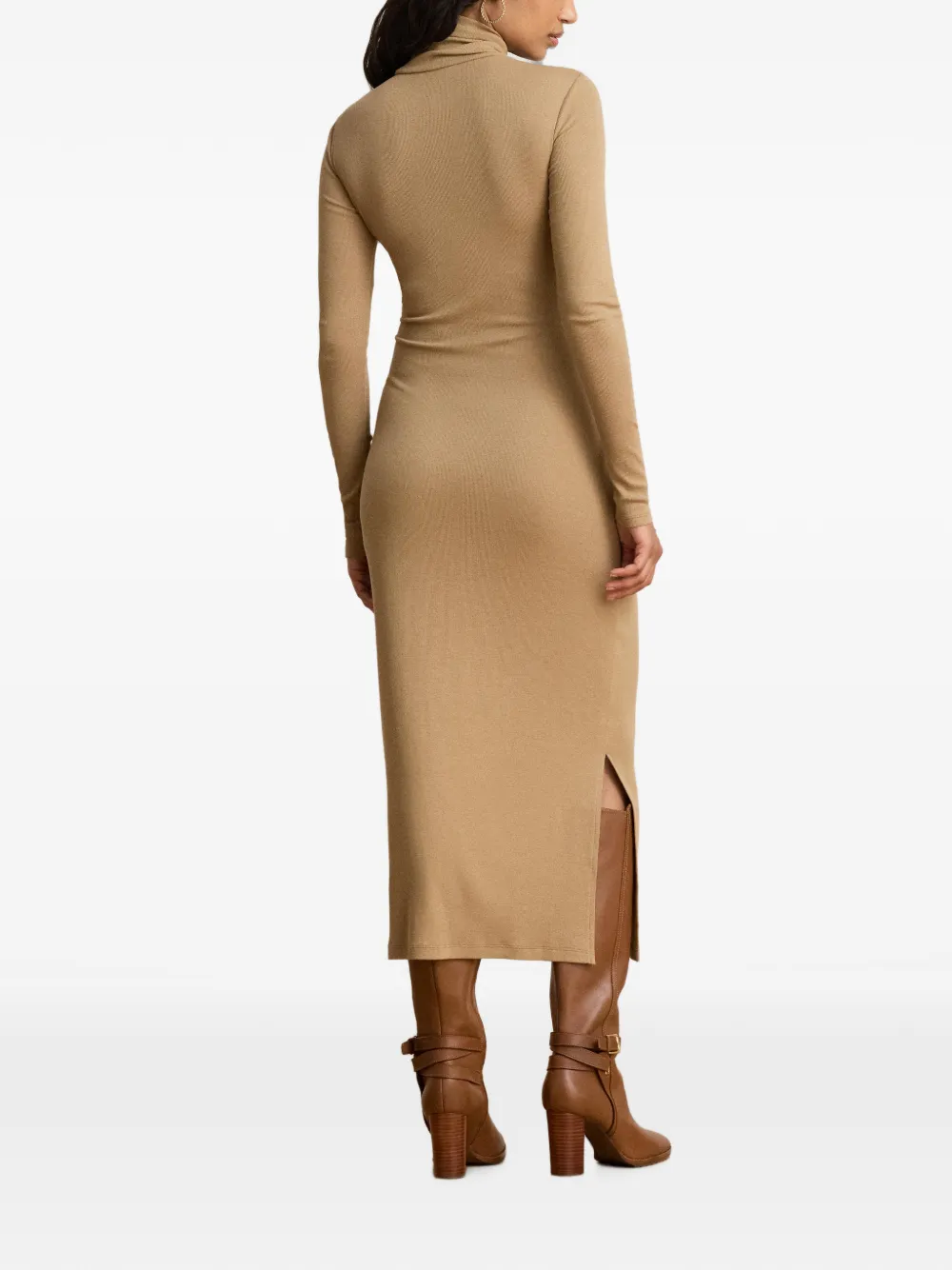 Lauren Ralph Lauren Midi-jurk met gestrikte voorkant en col Bruin