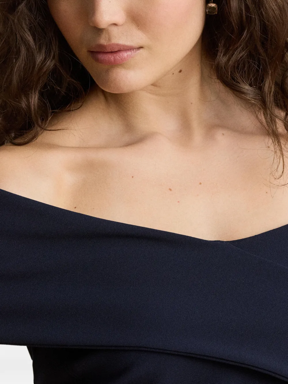 Lauren Ralph Lauren Off-shoulder midi-jurk met gekruist detail Blauw