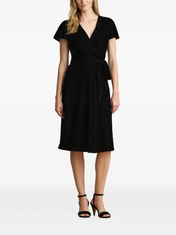 Lauren Ralph Lauren Karla Velvet Wrap Midi Dress | Black