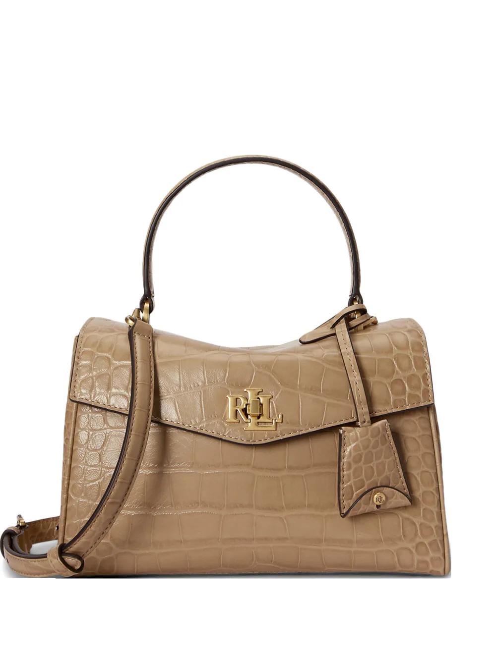 Lauren Ralph Lauren Borsa tote Farrah piccola con effetto coccodrillo - Toni neutri
