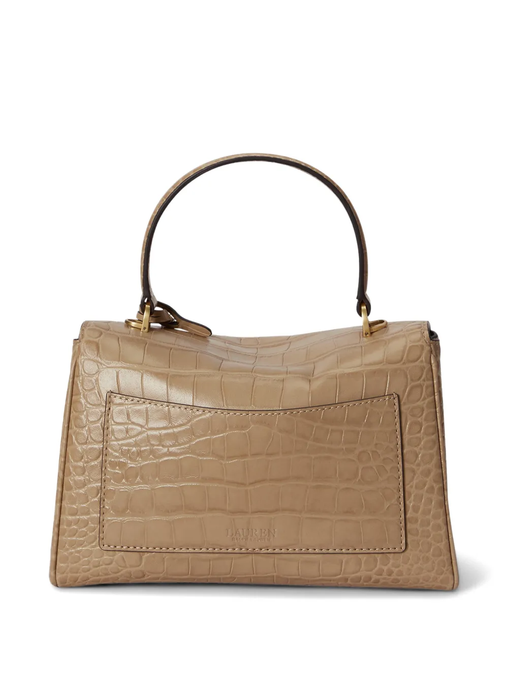 Lauren Ralph Lauren Kleine Farrah leren shopper met krokodillen-reliëf Beige