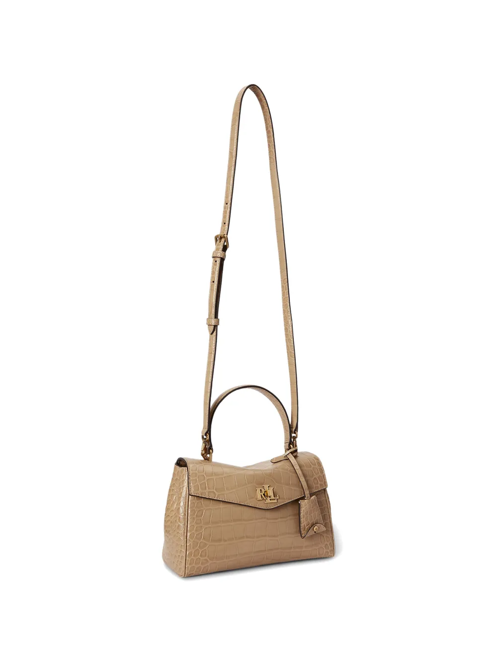 Lauren Ralph Lauren Kleine Farrah leren shopper met krokodillen-reliëf Beige