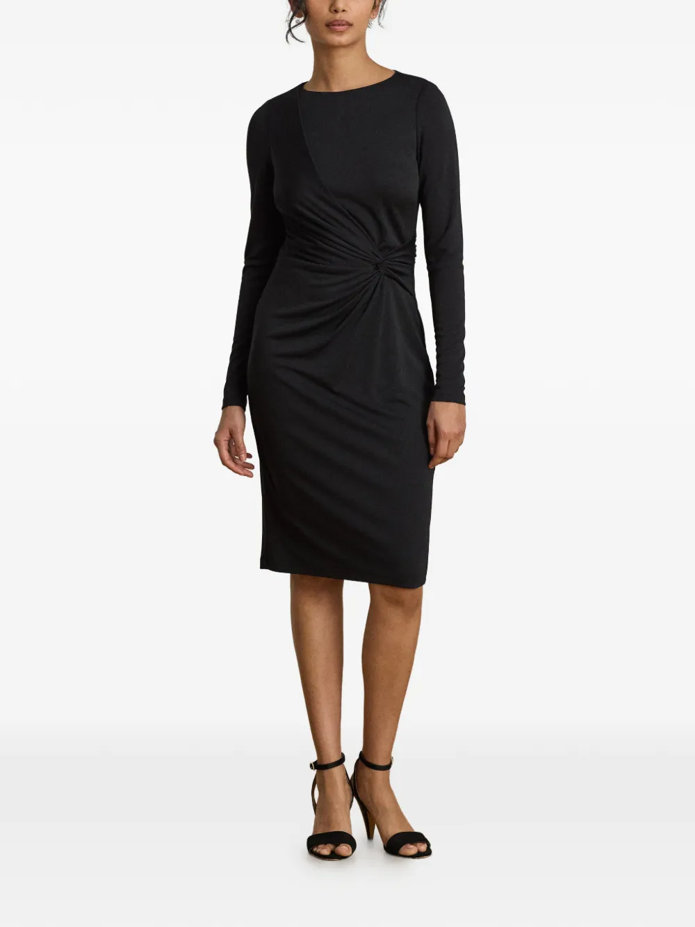 Lauren Ralph Lauren Midi-jurk met gedraaide voorkant en boothals Zwart