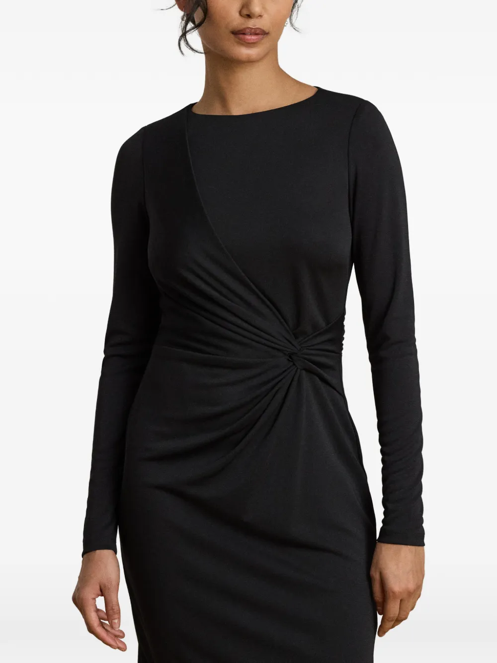 Lauren Ralph Lauren Midi-jurk met gedraaide voorkant en boothals Zwart