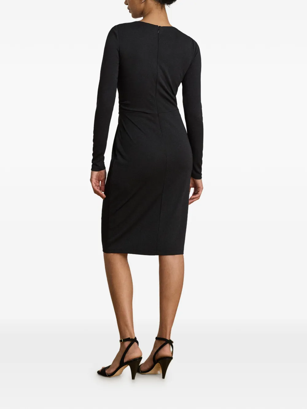 Lauren Ralph Lauren Midi-jurk met gedraaide voorkant en boothals Zwart