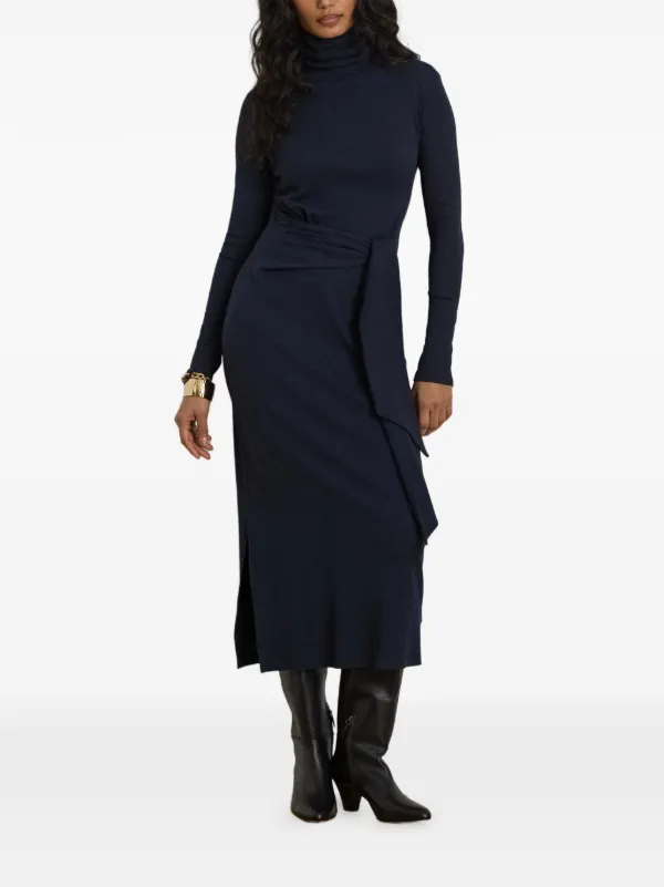 ralph lauren midi dress formal Women's Tie-Front Cotton-Blend Turtleneck | Lauren Navy NA-06.11.26AM