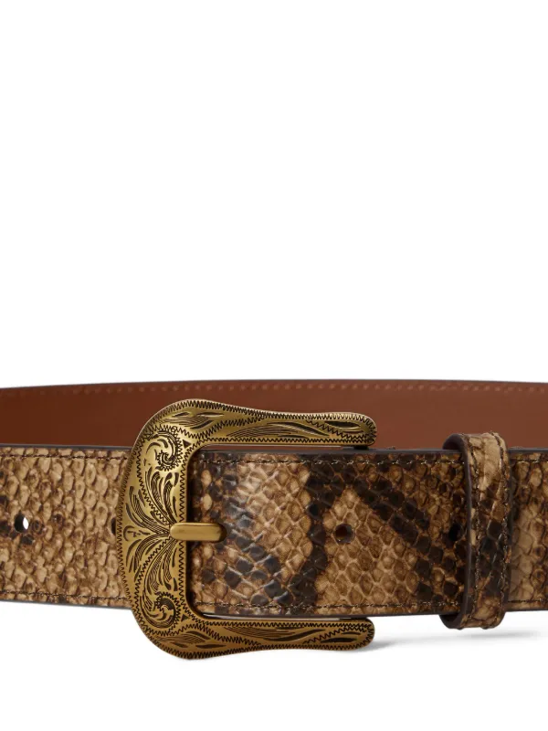 Lauren Ralph Lauren python-embossed tooled-buckle Belt  display picture 1
