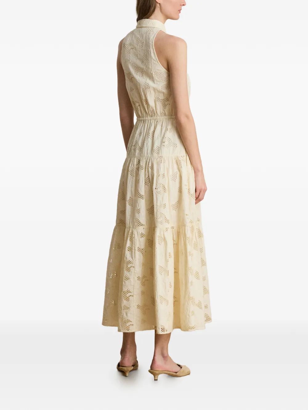 Lauren Ralph Lauren Gelaagde maxi-jurk met bloemenringlets Beige
