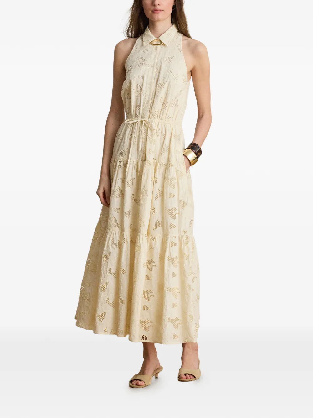 Lauren Ralph Lauren Gelaagde maxi-jurk met bloemenringlets Beige