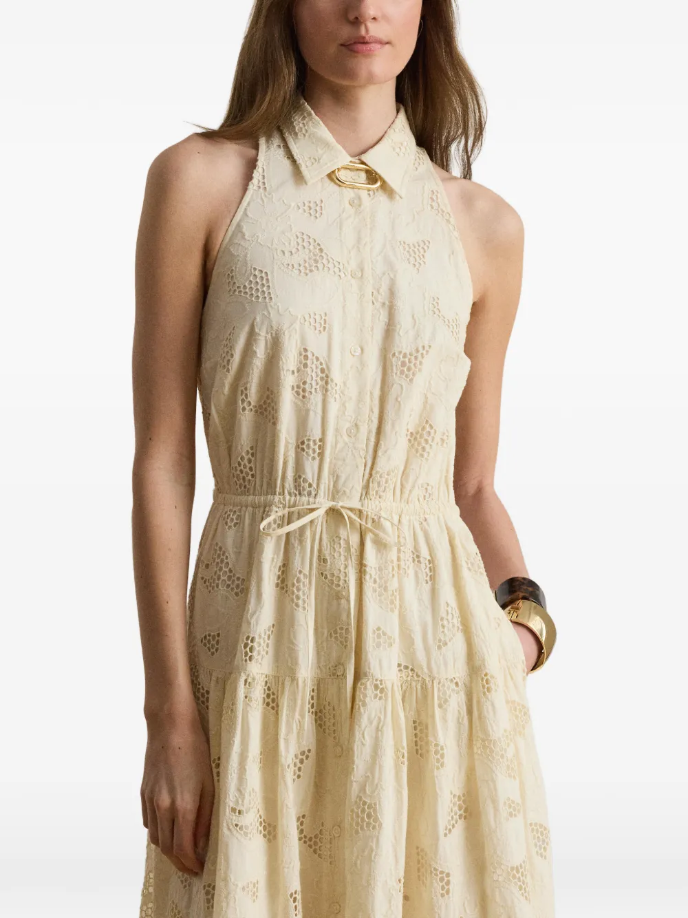 Lauren Ralph Lauren Gelaagde maxi-jurk met bloemenringlets Beige