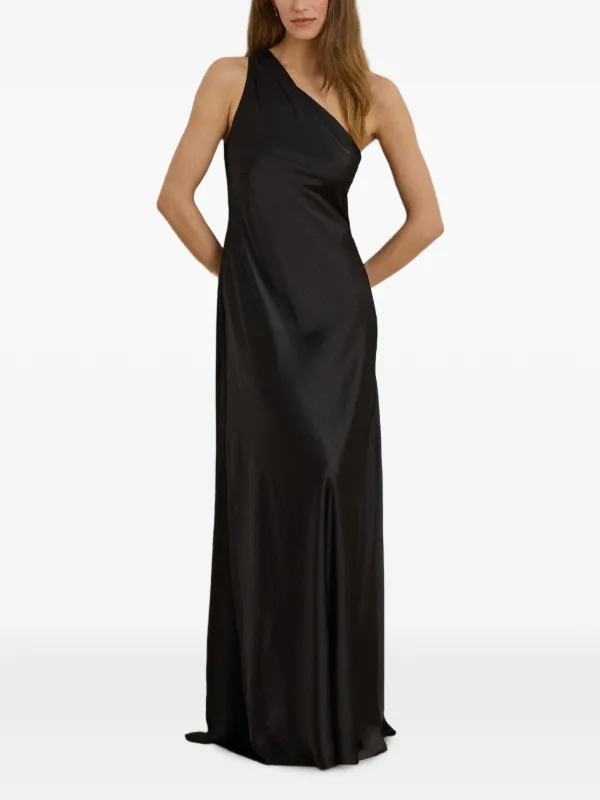 lauren by ralph lauren one shoulder dress black one-shoulder Maxi | shoulder jersey gowns modern