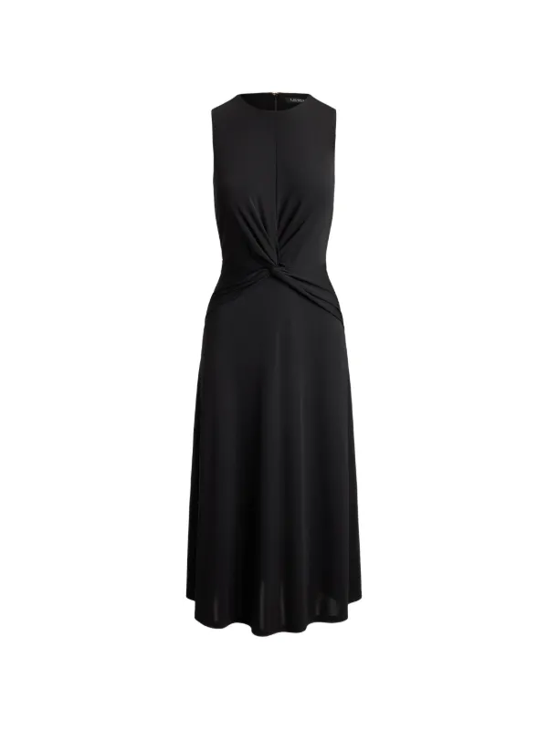 twist front a line dress Ralph Lauren Women's Twist-Front Jersey Sleeveless Dress in Black