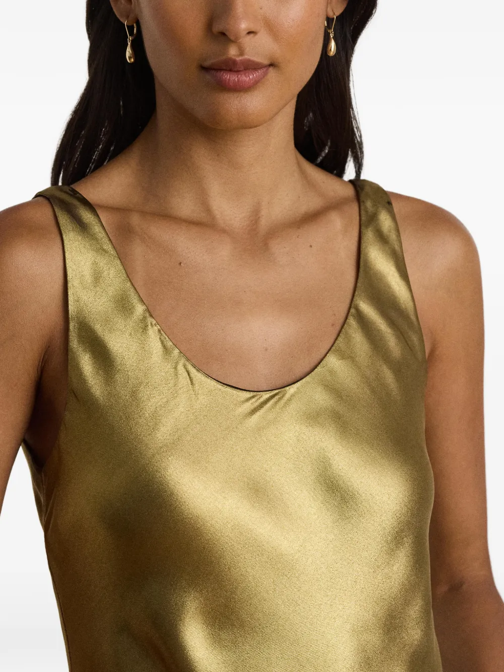 Lauren Ralph Lauren Chiffon midi-jurk met metallic afwerking Goud