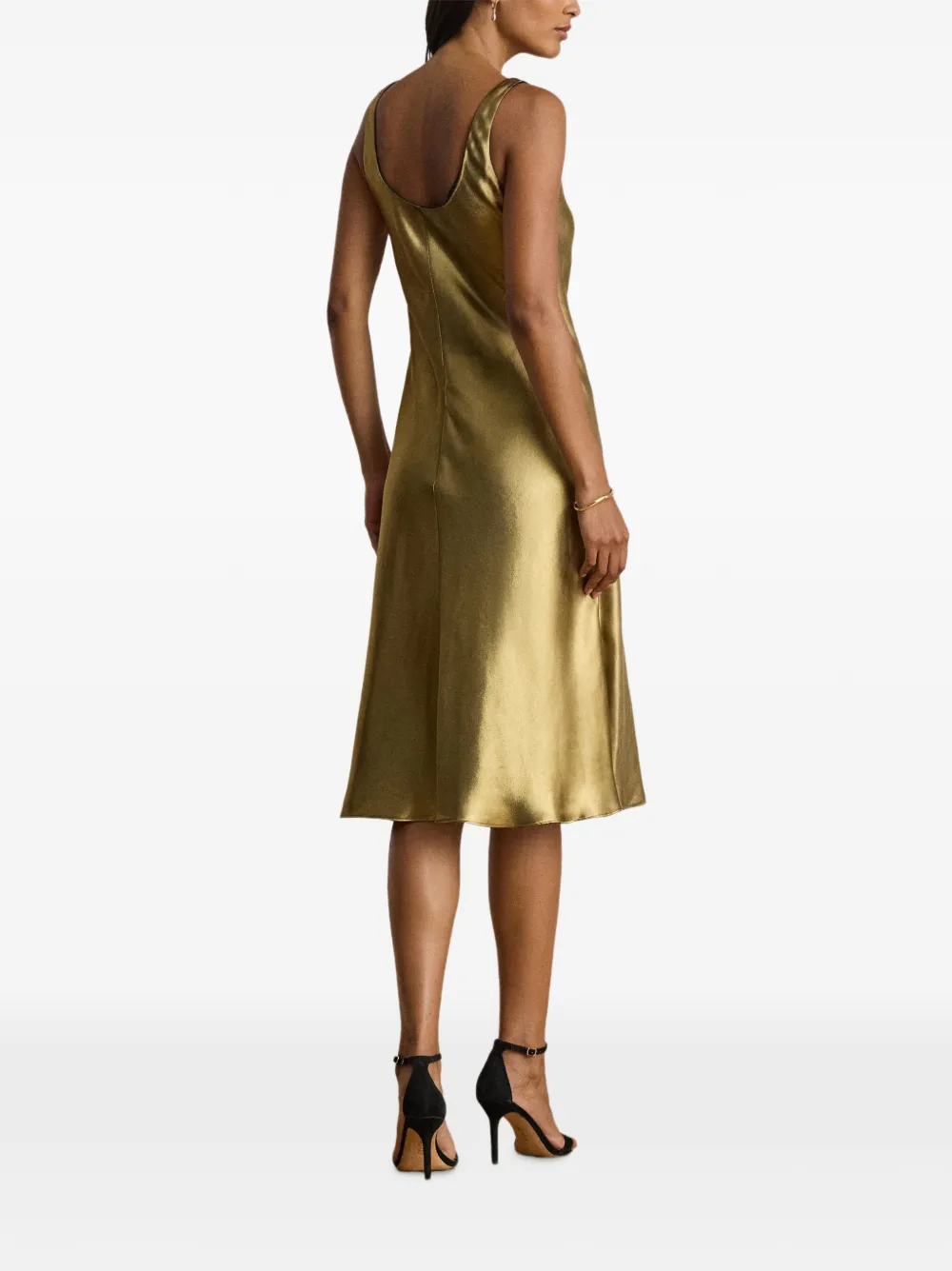Lauren Ralph Lauren Chiffon midi-jurk met metallic afwerking Goud