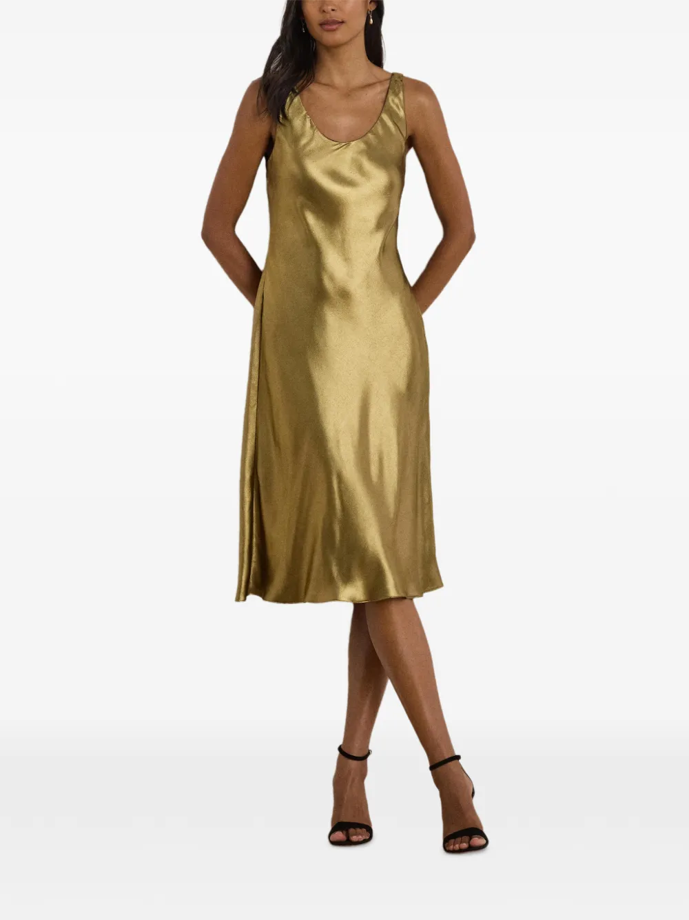Lauren Ralph Lauren Chiffon midi-jurk met metallic afwerking Goud