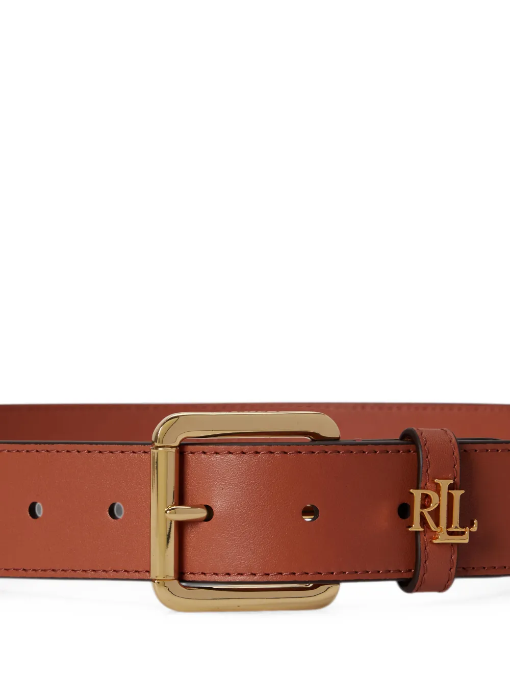Lauren Ralph Lauren Skinny leren riem met logopatch Bruin