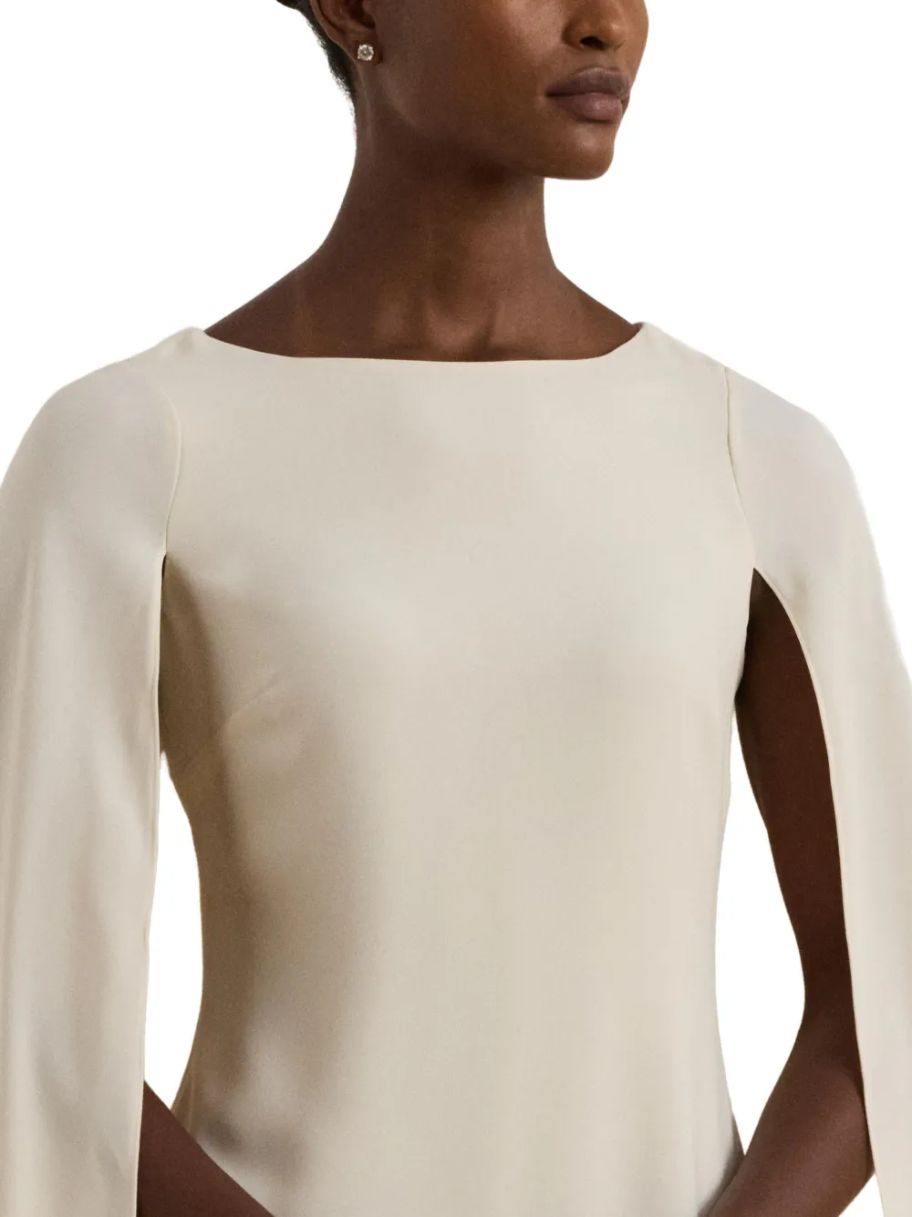 Lauren Ralph Lauren Georgette mini-jurk met cape Beige