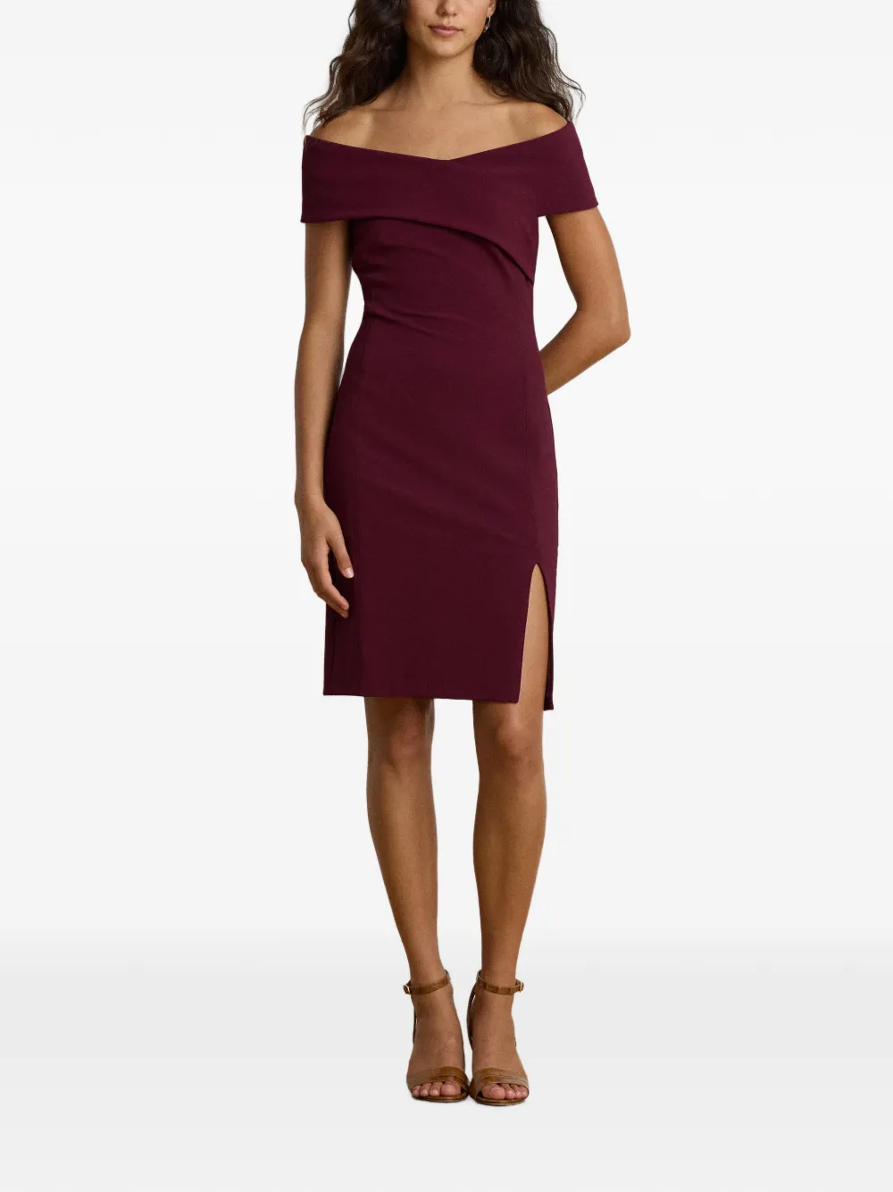 Lauren Ralph Lauren Off-shoulder mini-jurk Rood
