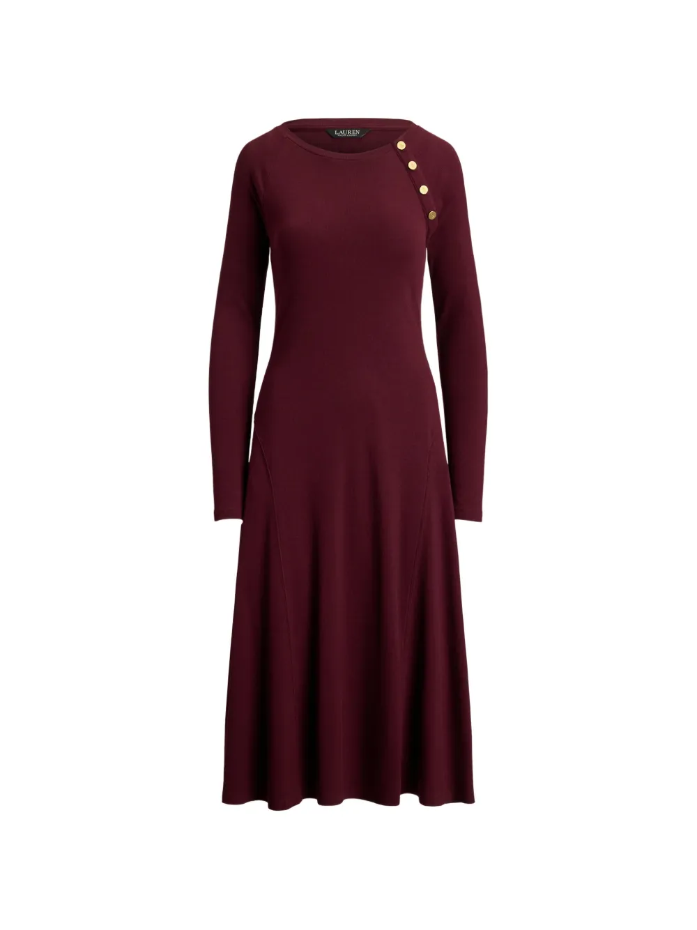 Lauren Ralph Lauren Geripptes Midikleid - Rot