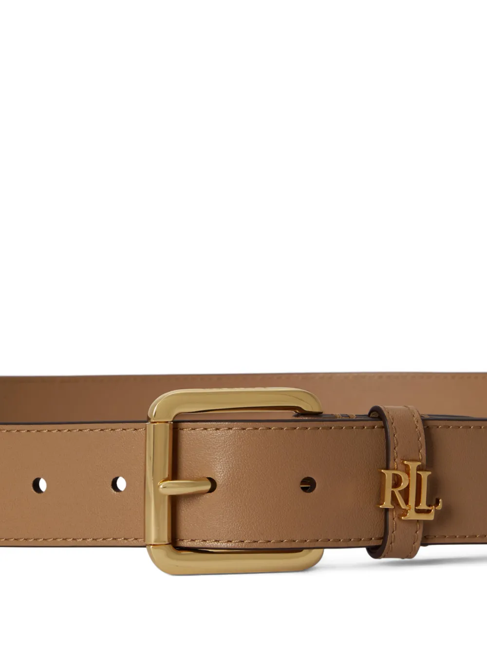Lauren Ralph Lauren Leren riem met logoplakkaat Beige