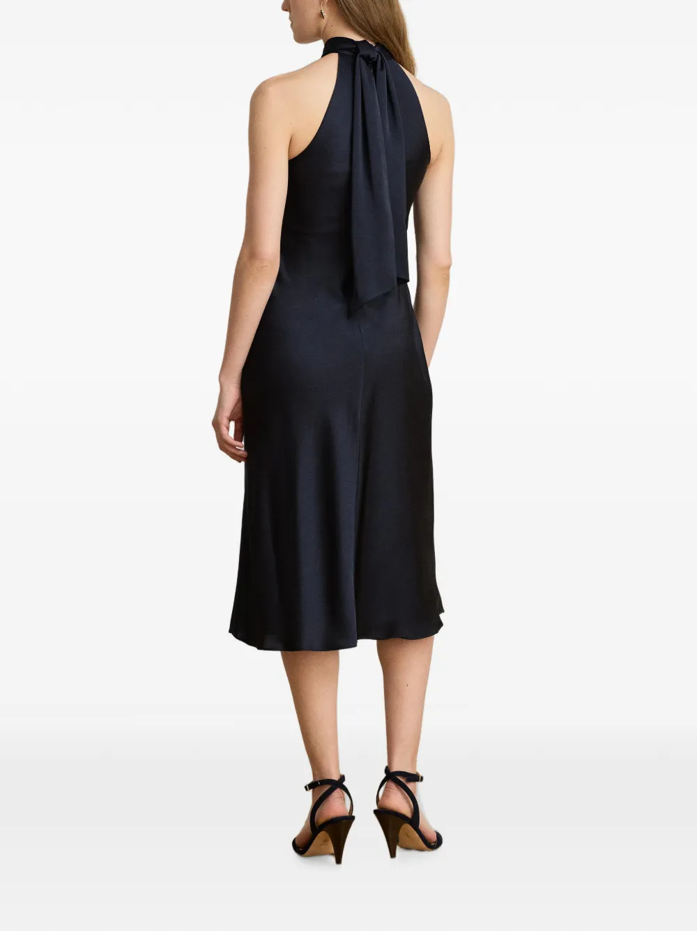 Lauren Ralph Lauren Gestrikte midi-jurk met halternek Blauw