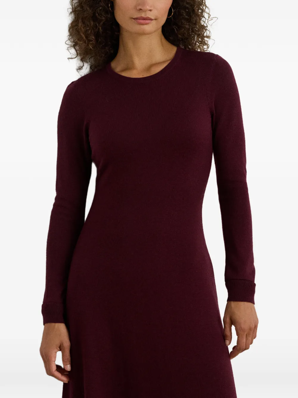 Lauren Ralph Lauren Wollen sweater midi-jurk met A-lijn Paars