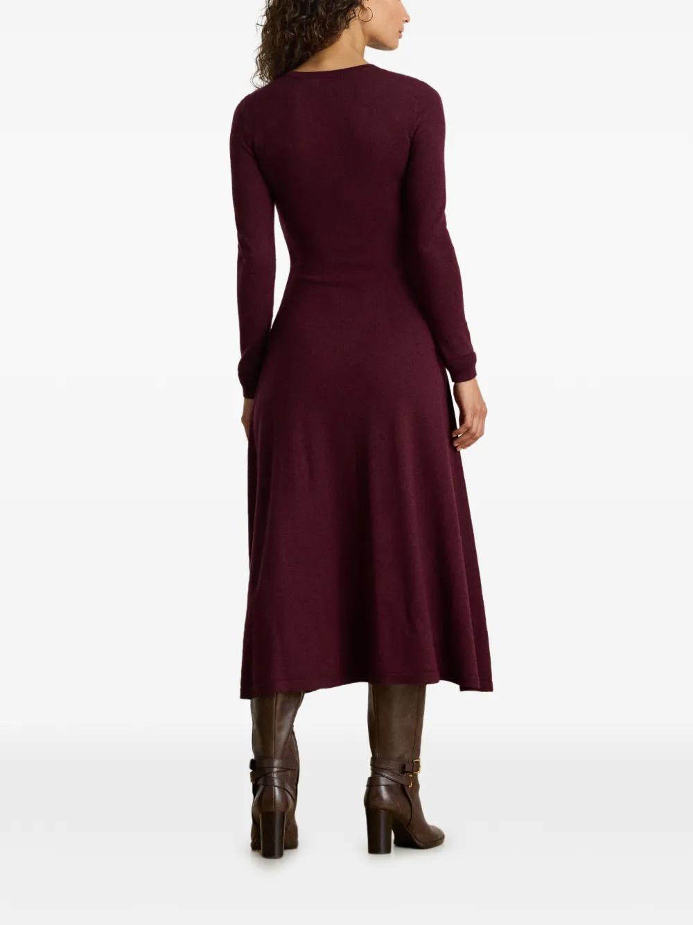 Lauren Ralph Lauren Wollen sweater midi-jurk met A-lijn Paars