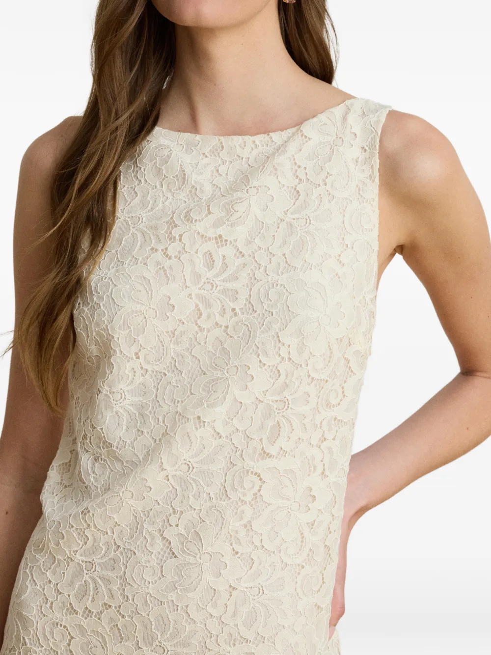 Lauren Ralph Lauren Mouwloze midi-jurk met kant Beige