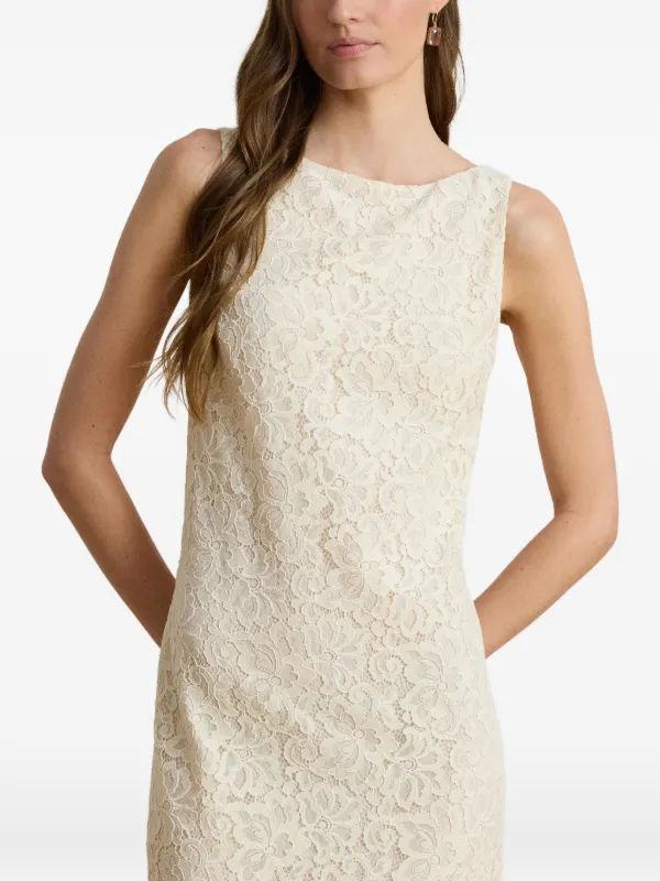 lauren ralph lauren lace sleeveless dress Lauren Ralph Lauren Lace Midi Dress Size S White Sleeveless Lined Pullover