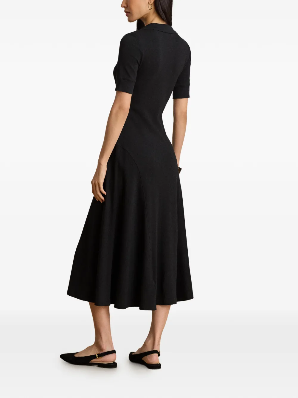 Lauren Ralph Lauren Ribgebreide midi-jurk Zwart