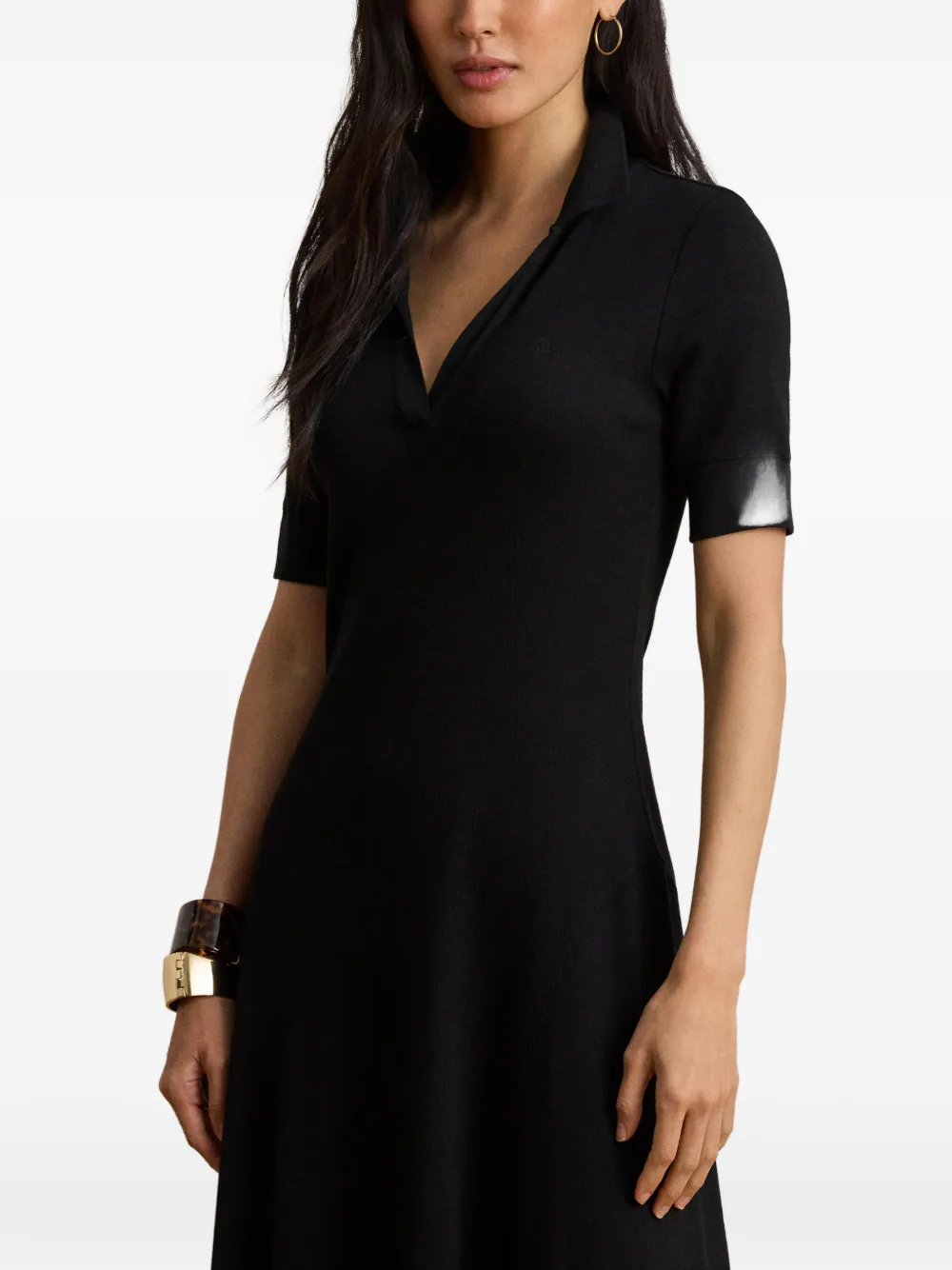 Lauren Ralph Lauren Ribgebreide midi-jurk Zwart