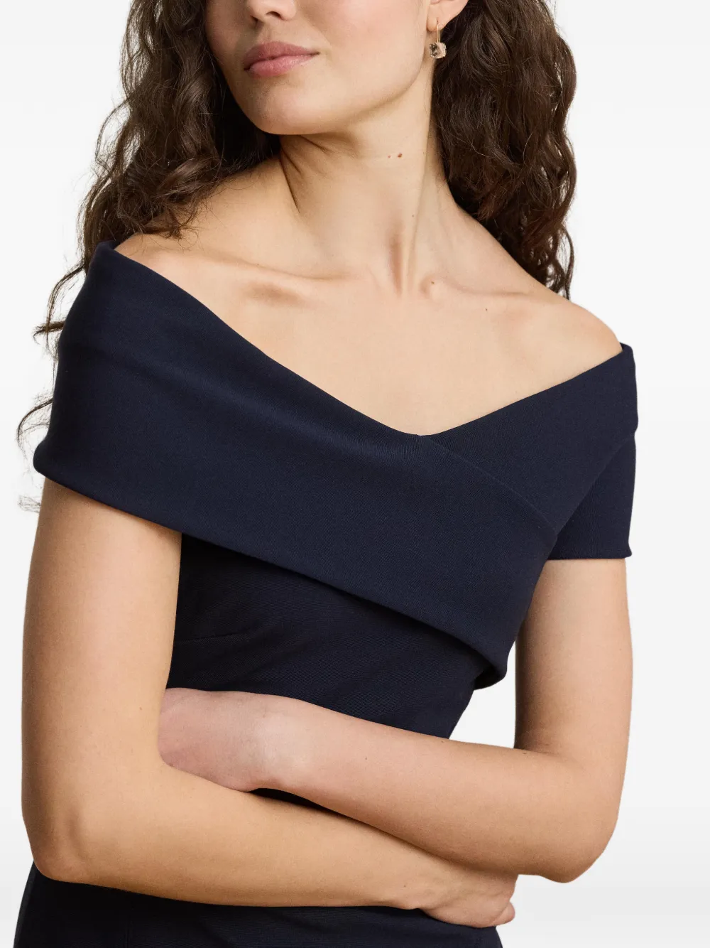 Lauren Ralph Lauren Off-shoulder faille maxi-avondjurk Blauw