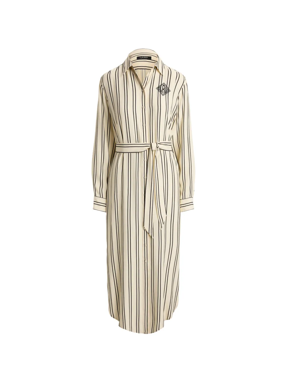 Lauren Ralph Lauren Abito midi a righe con cintura - Toni neutri